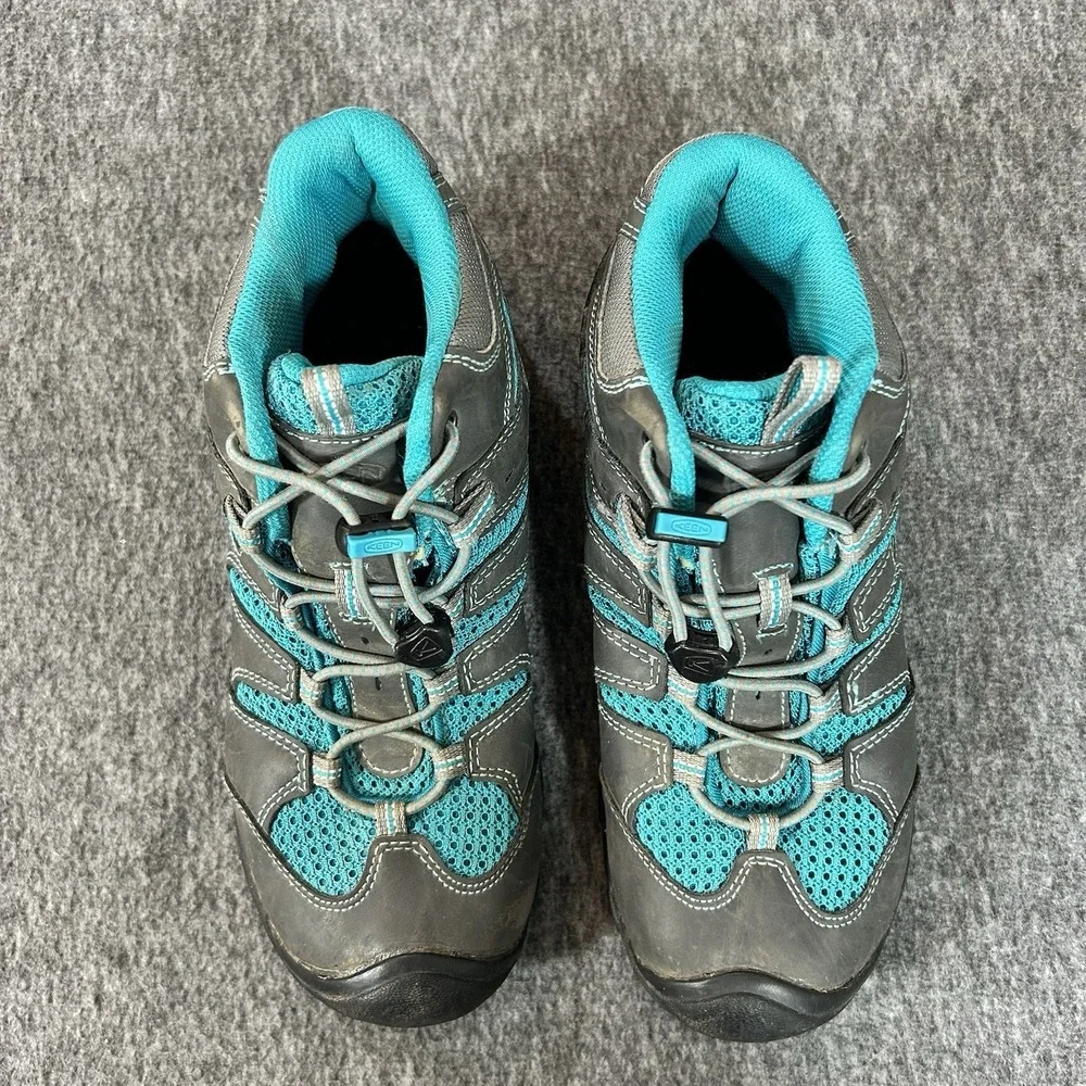 Keen Shoes Youth Size 4 Koven Low Hiking Walking Teal Gray Waterproof